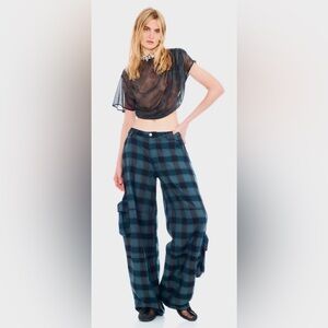 COLLINA STRADA SEA PINE PLAID LAWN CARGO PANTS WOMENS SIZE M